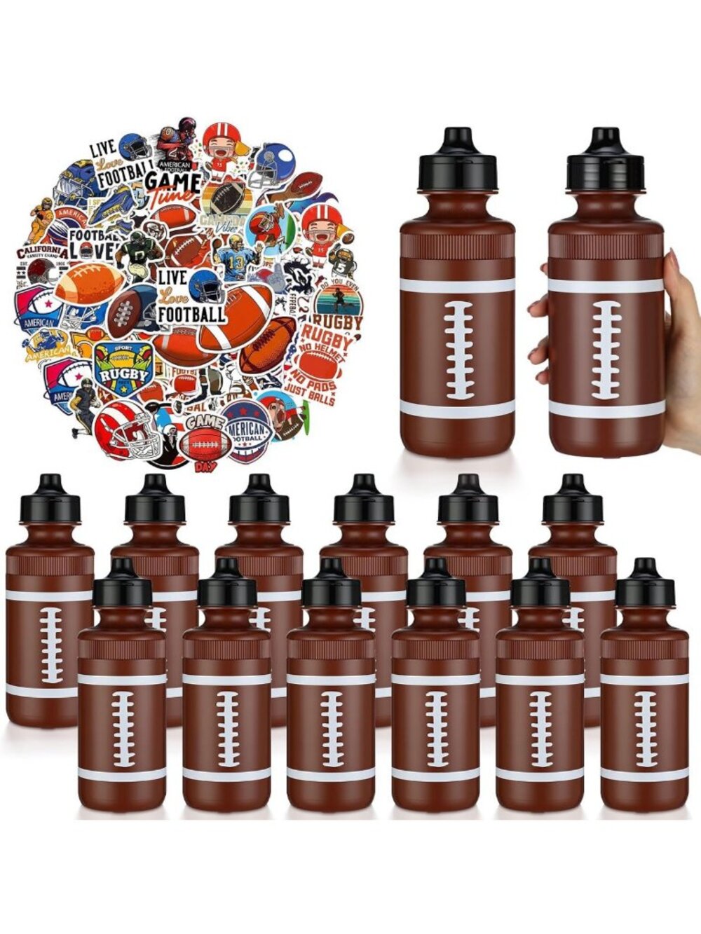 24 Pack 20oz Sports Water Bottles Set with Stickers & Lanyards - Leakproof
